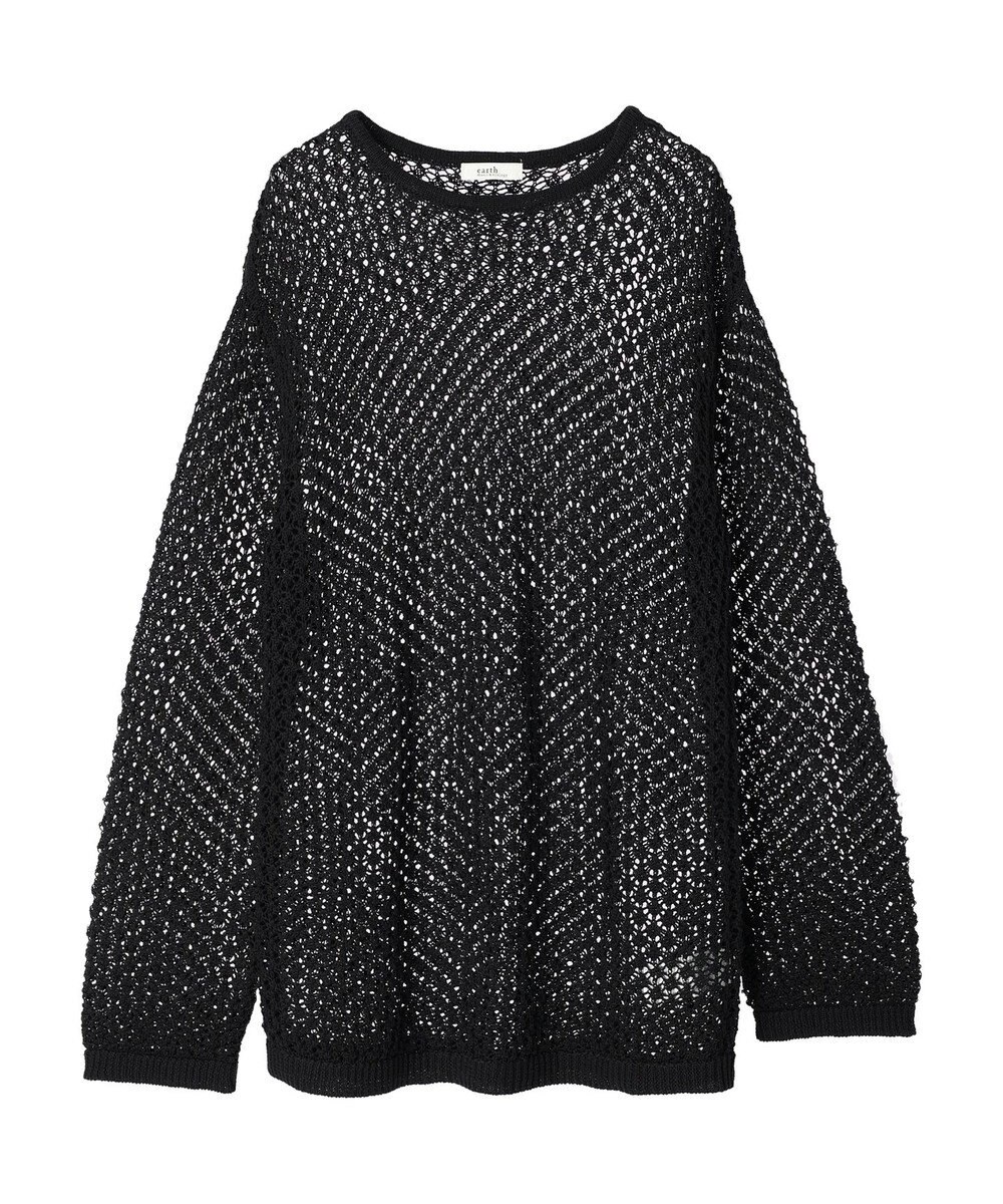 earth music&ecology メッシュ編みニットプルオーバー 