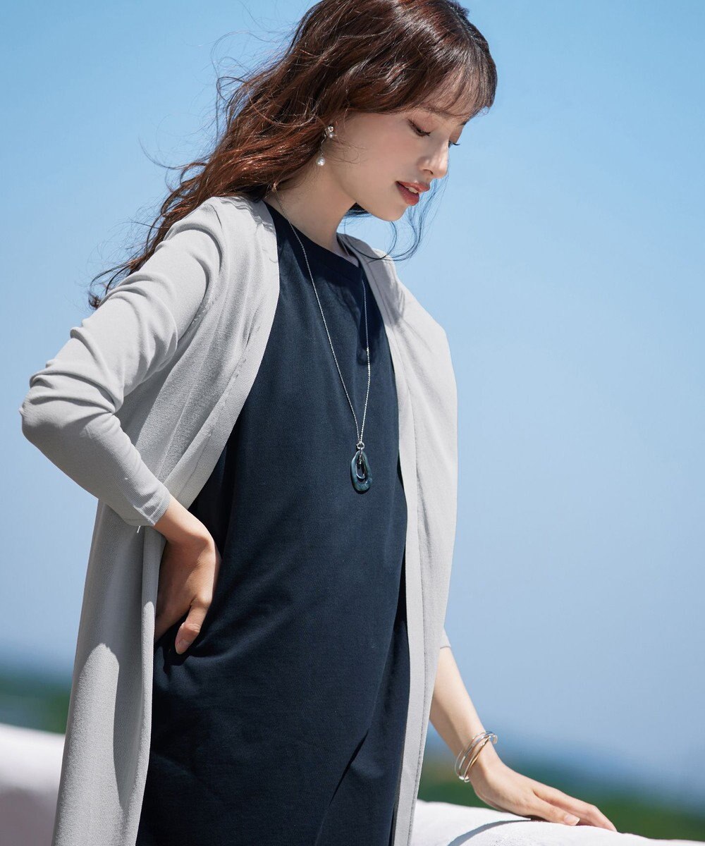 Tiaclasse 【洗える】バックリブプリーツ編みロングカーディガン 