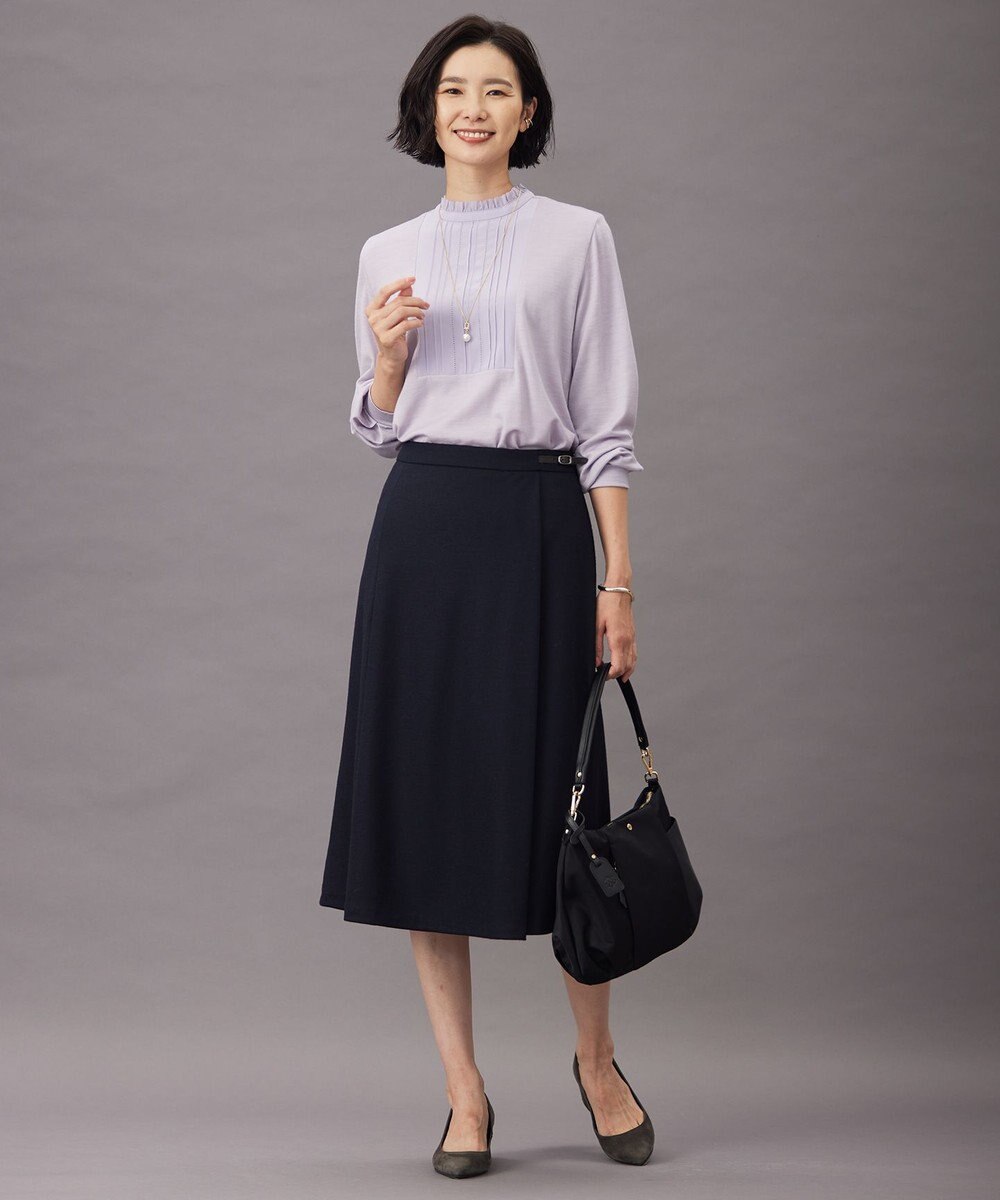 J.PRESS LADIES ウォッシャブルウール フリルネック カットソー 