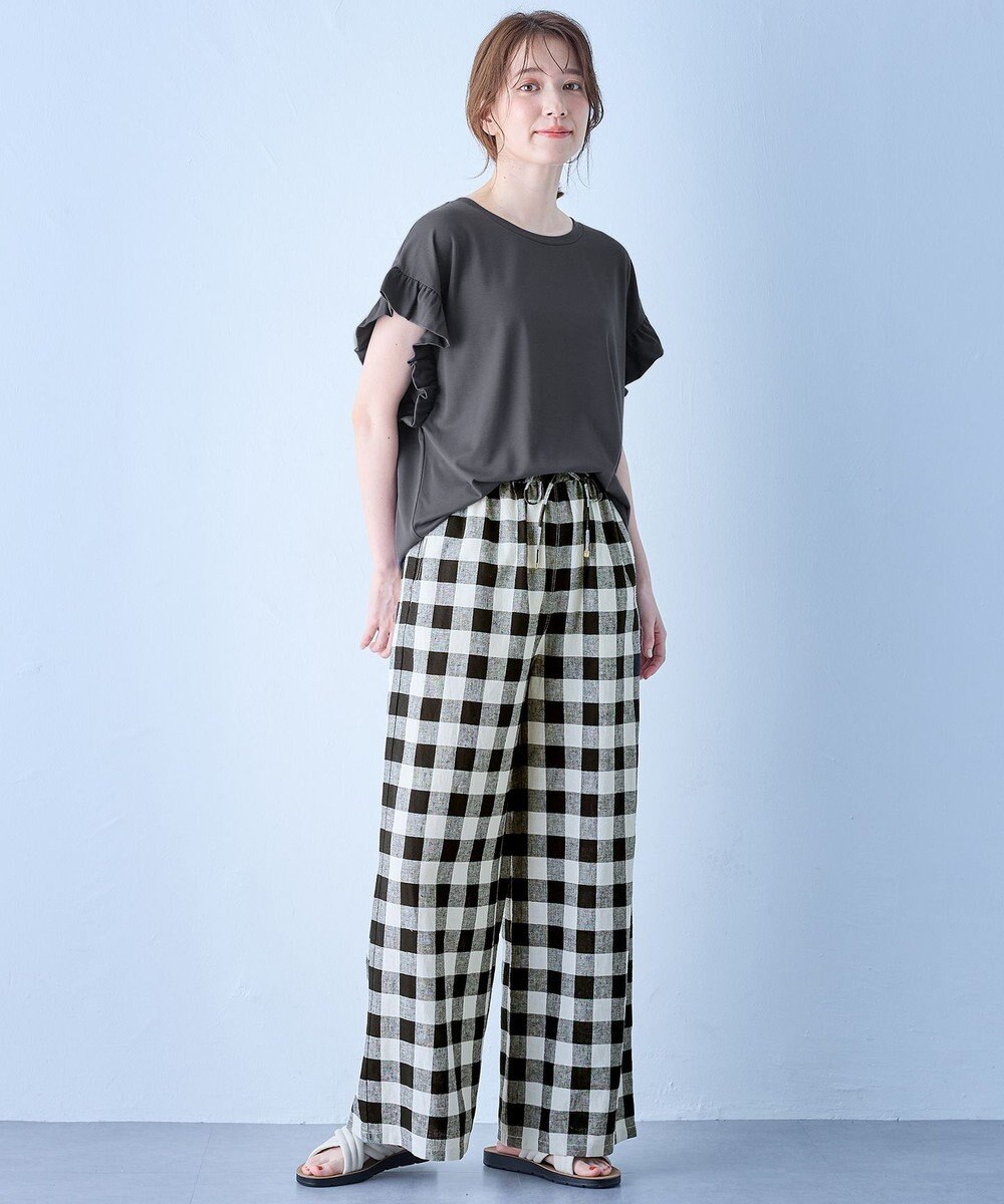 ANY ストレッチピケフリルTシャツ 