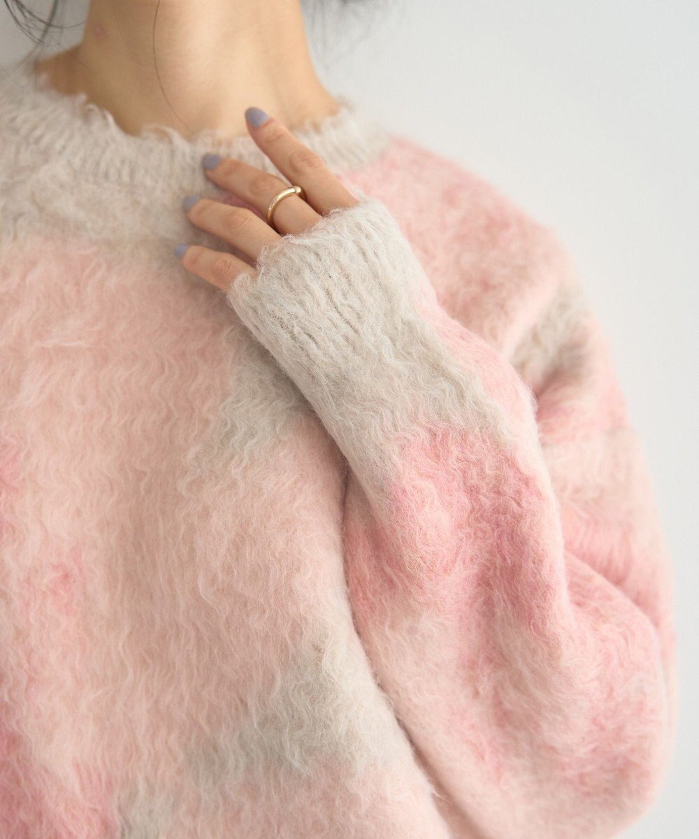 YECCA VECCA フラワー柄シャギーニット 