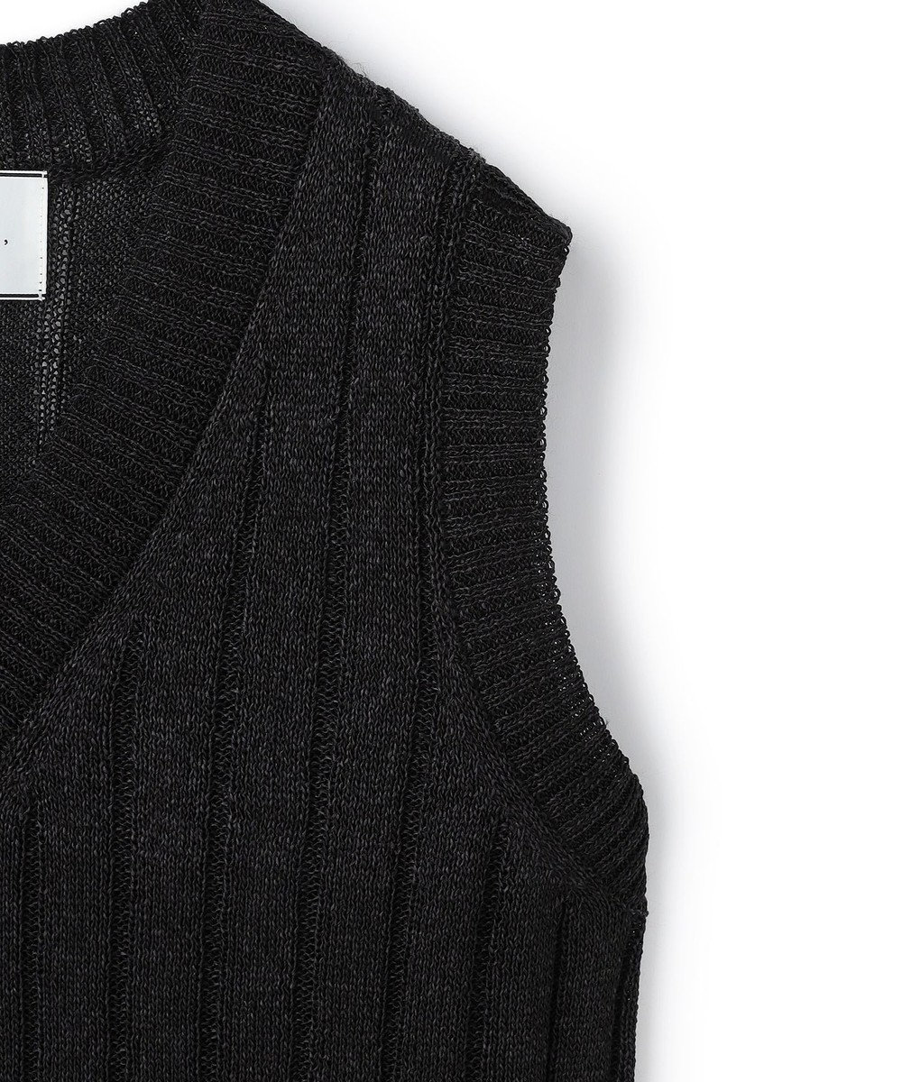 BEIGE， OPTICAL /  ペーパーヤーン Vネックリブニット 