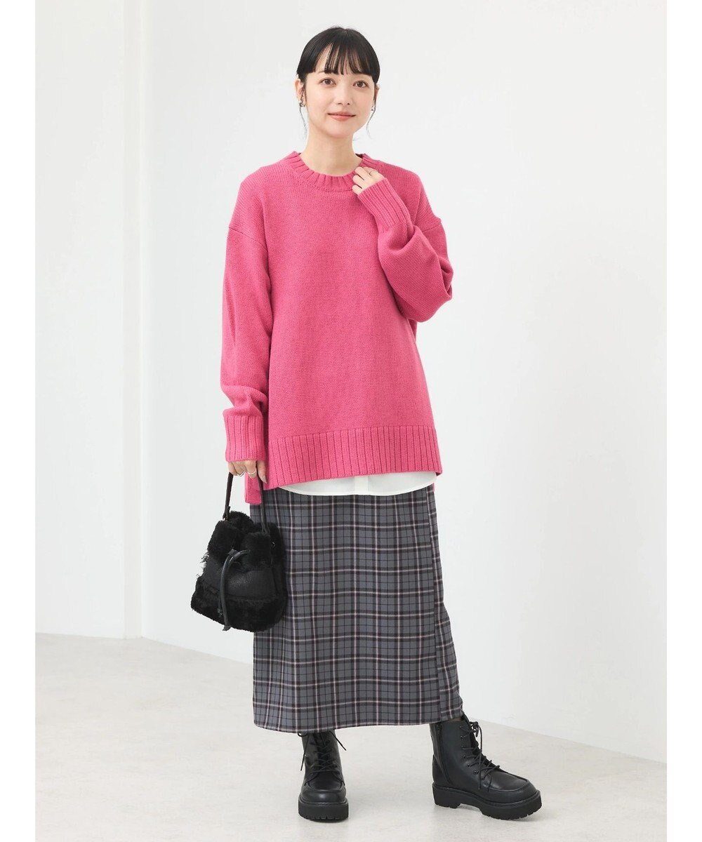 earth music&ecology ウォッシャブル脇スリットクルーネックプルオーバー 