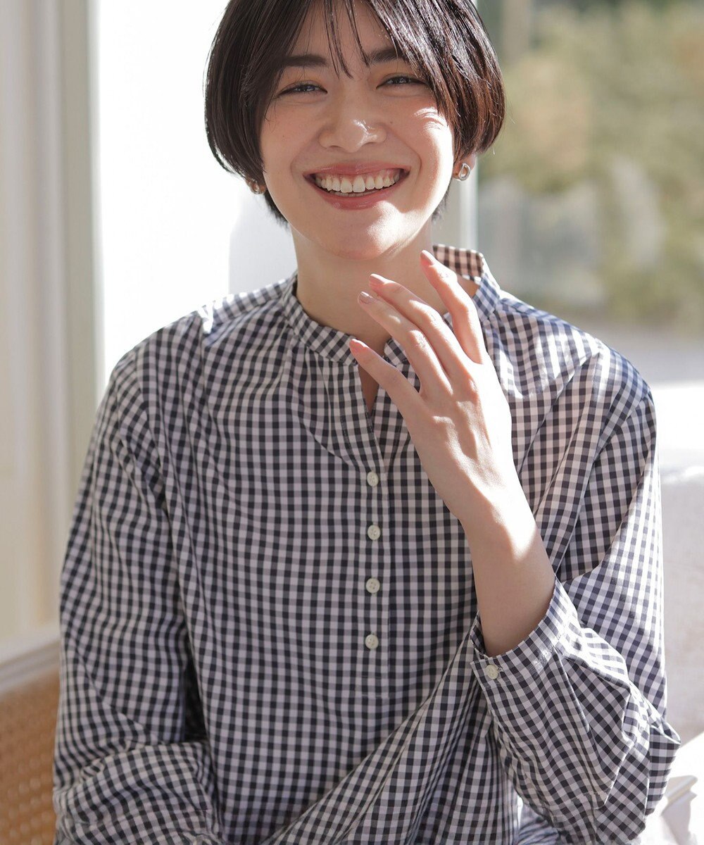 J.PRESS LADIES 【洗える・接触冷感・UVケア】エステネージュストライプ コクーン ブラウス 