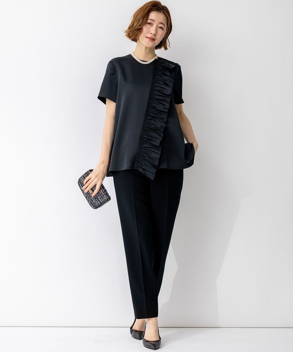 23区 【APPLAUDIR】クリアダブルサテン フリルデザイン ブラウス 