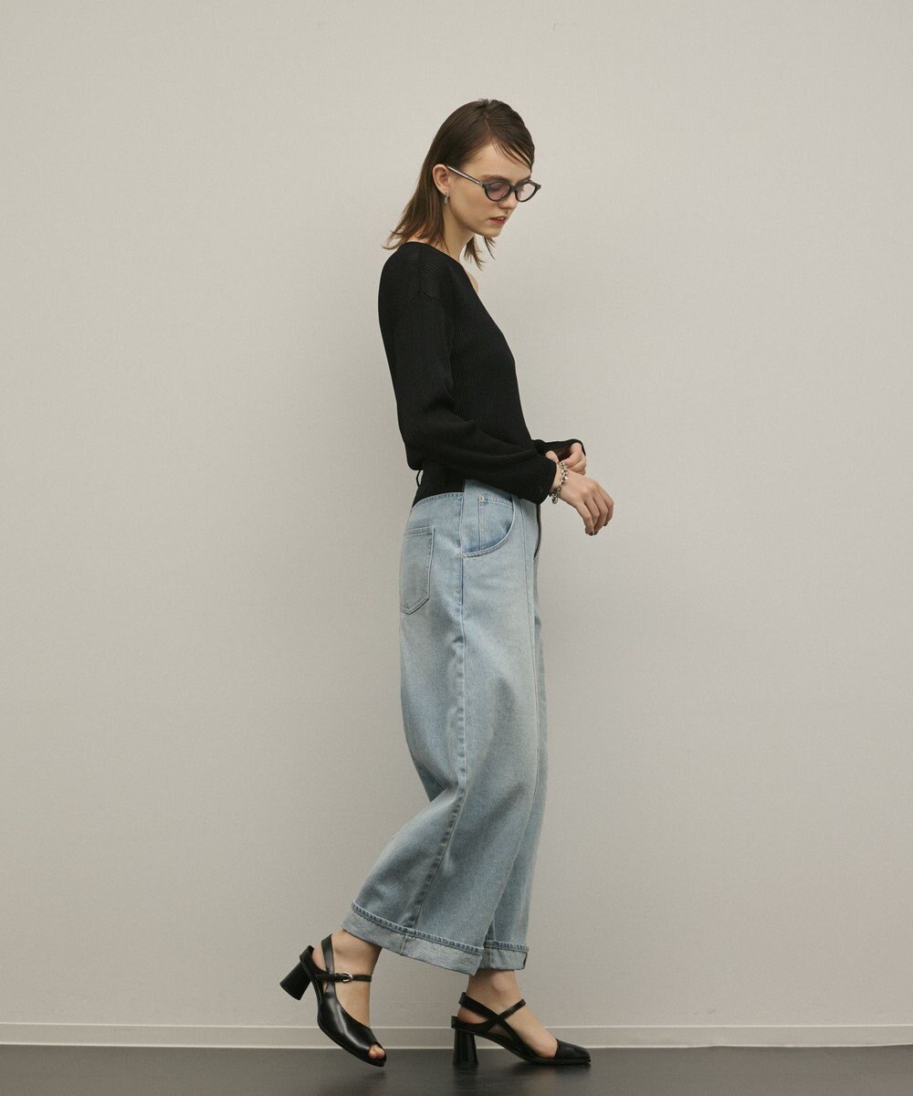 GRACE CONTINENTAL ラメリブクルーニットトップ 