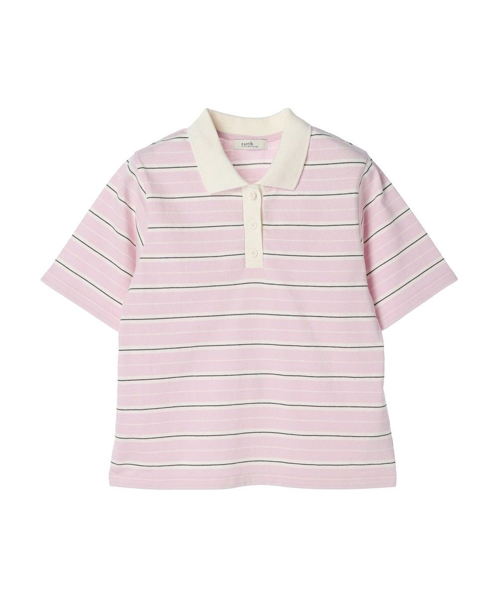 earth music&ecology 襟付きボーダープルオーバー 