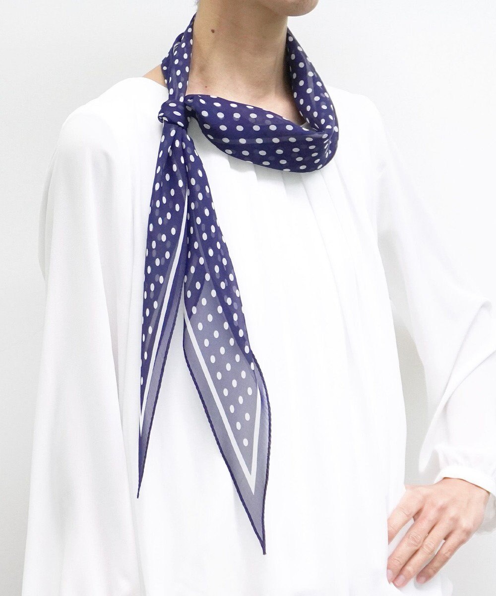 Marca ＜洗えるシルク＞ドット 菱形スカーフ Marcaオリジナル ウォッシャブルシルクローン 