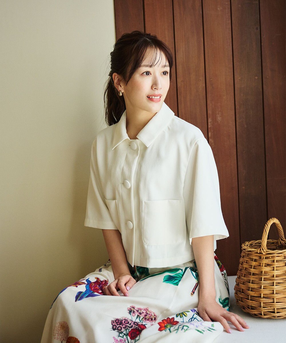 #Newans 【シワになりにくい】〈花乃まりあさんコラボ〉クロップドシャツジャケット 