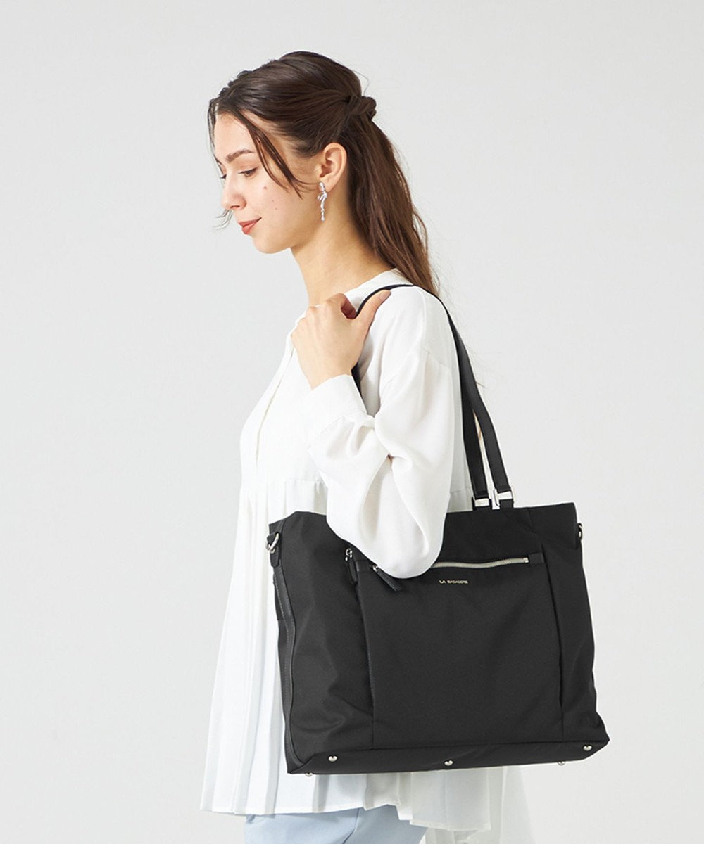 LA BAGAGERIE コーデュラ×リサイクルレザー　スクエアトート 