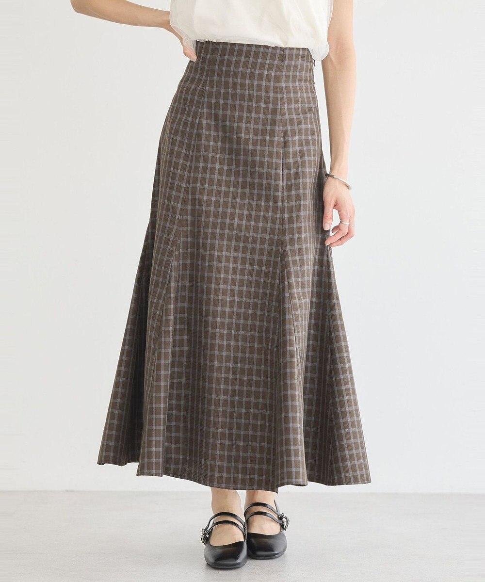 earth music&ecology 裾フレアチェックスカート 
