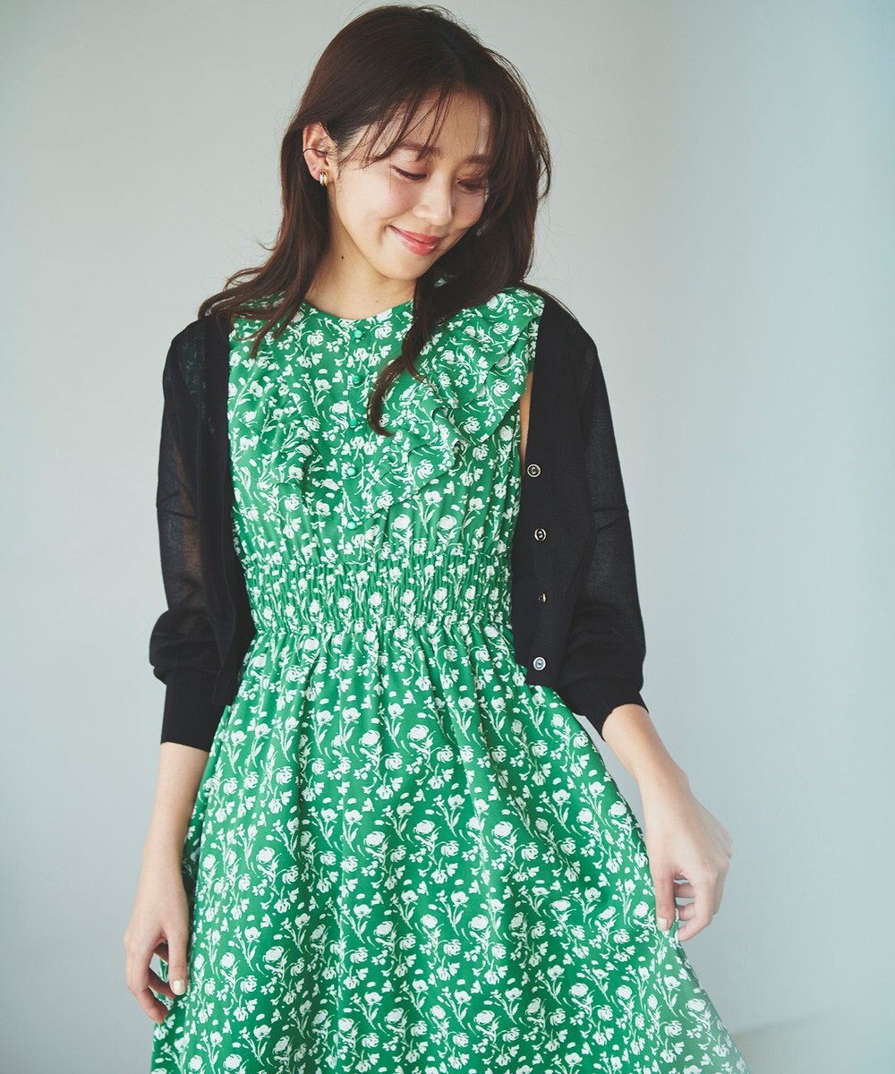 Feroux 【洗える】Vネックシアー カーデ 