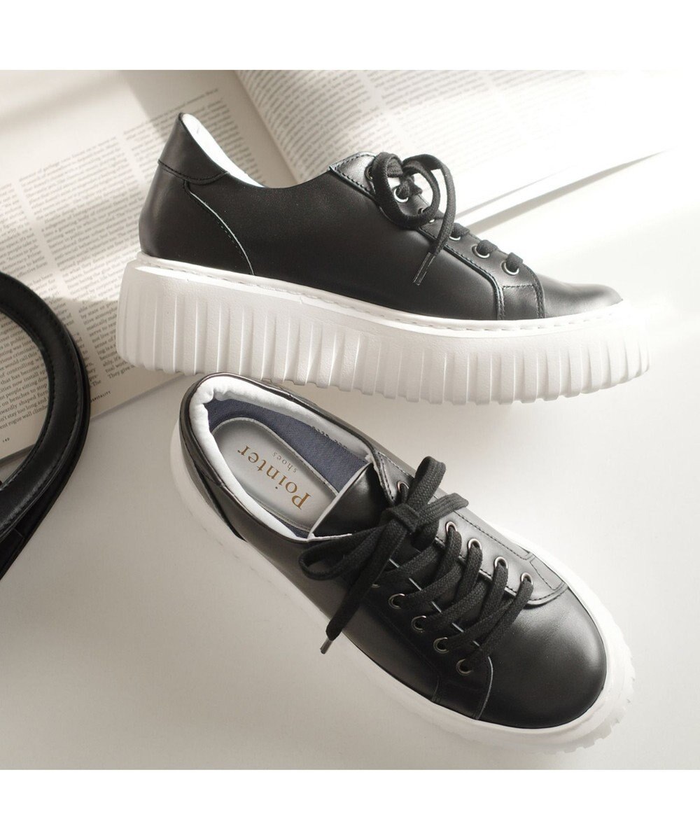 Pointer 日本製 レースアップ厚底スニーカー 