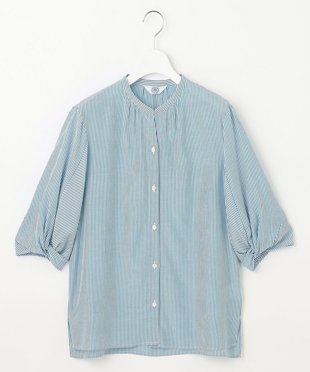 J.PRESS LADIES 【洗える】バイカラーギンガム&ストライプ ブラウス 