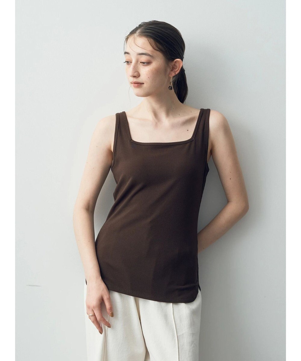 YECCA VECCA スクエアリブタンクトップ Brown