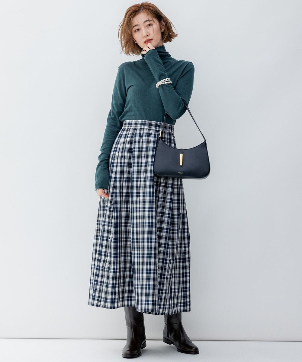 23区 【洗える】ナイロンチェックタフタ タックスカート 