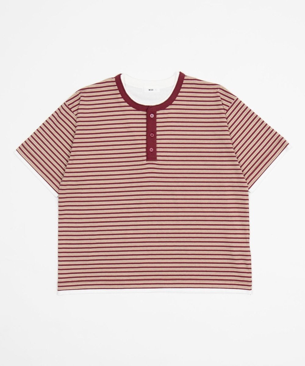 WEGO 【ユニセックス着用ITEM】ボーダーヘンリーネックT（SS） 