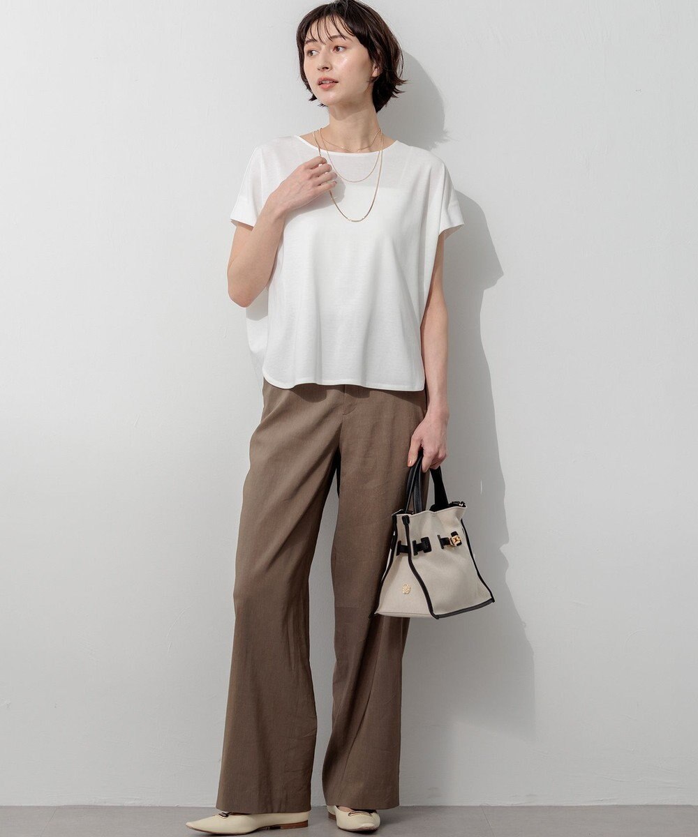 23区 【CanCam・CLASSY.掲載】リネンレーヨンストレッチ ワイドパンツ 