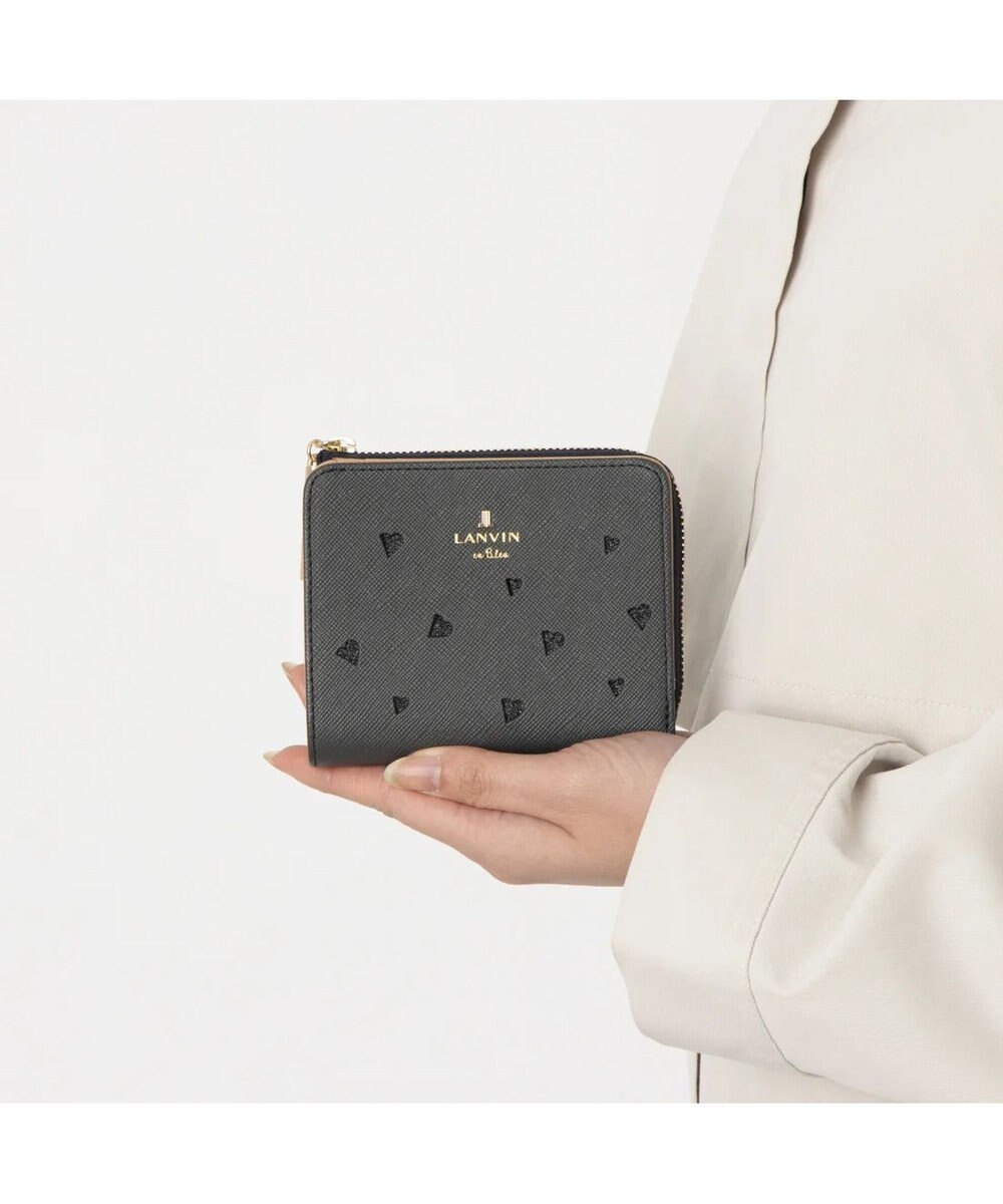LANVIN en Bleu リュクサンブールハート 二つ折りLファスナー財布 