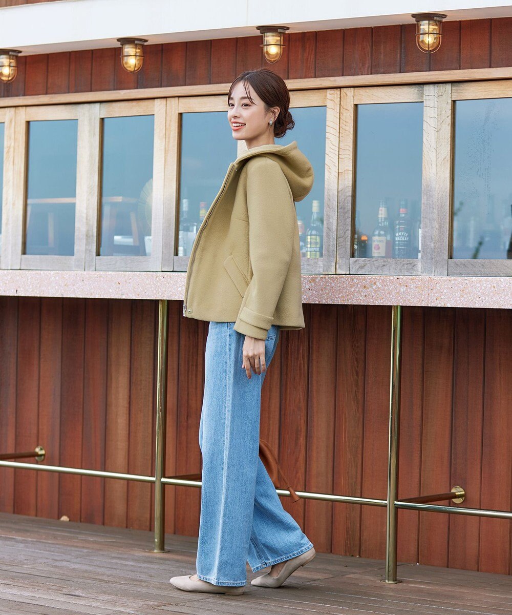 Tiaclasse ウールライクフーデットショートコート 