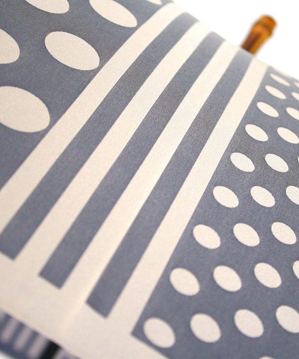 槇田商店 Kirie ドットとストライプ アッシュブルー 長傘 