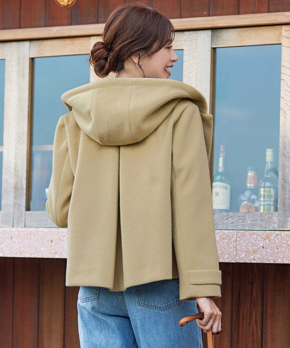 Tiaclasse ウールライクフーデットショートコート 