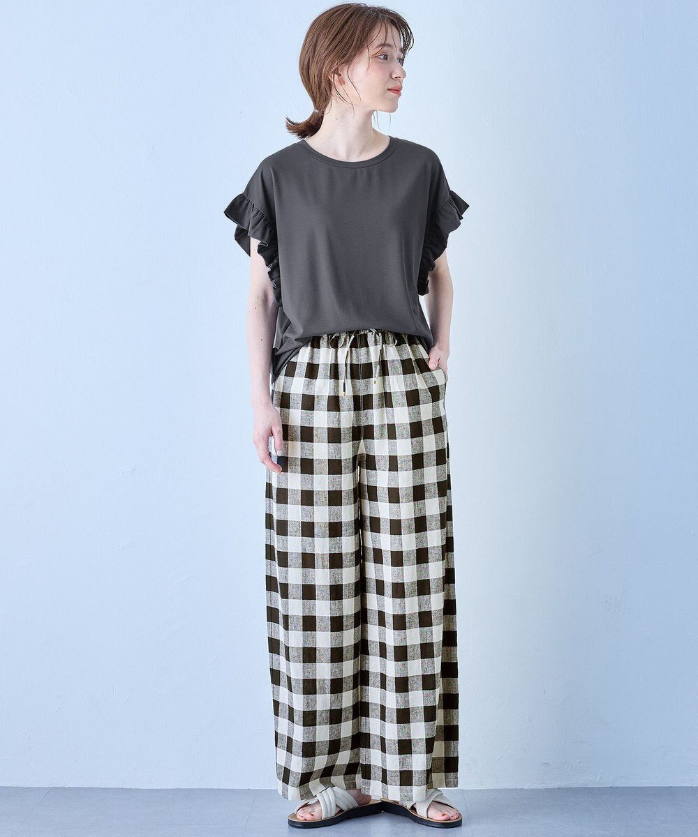 ANY ストレッチピケフリルTシャツ 