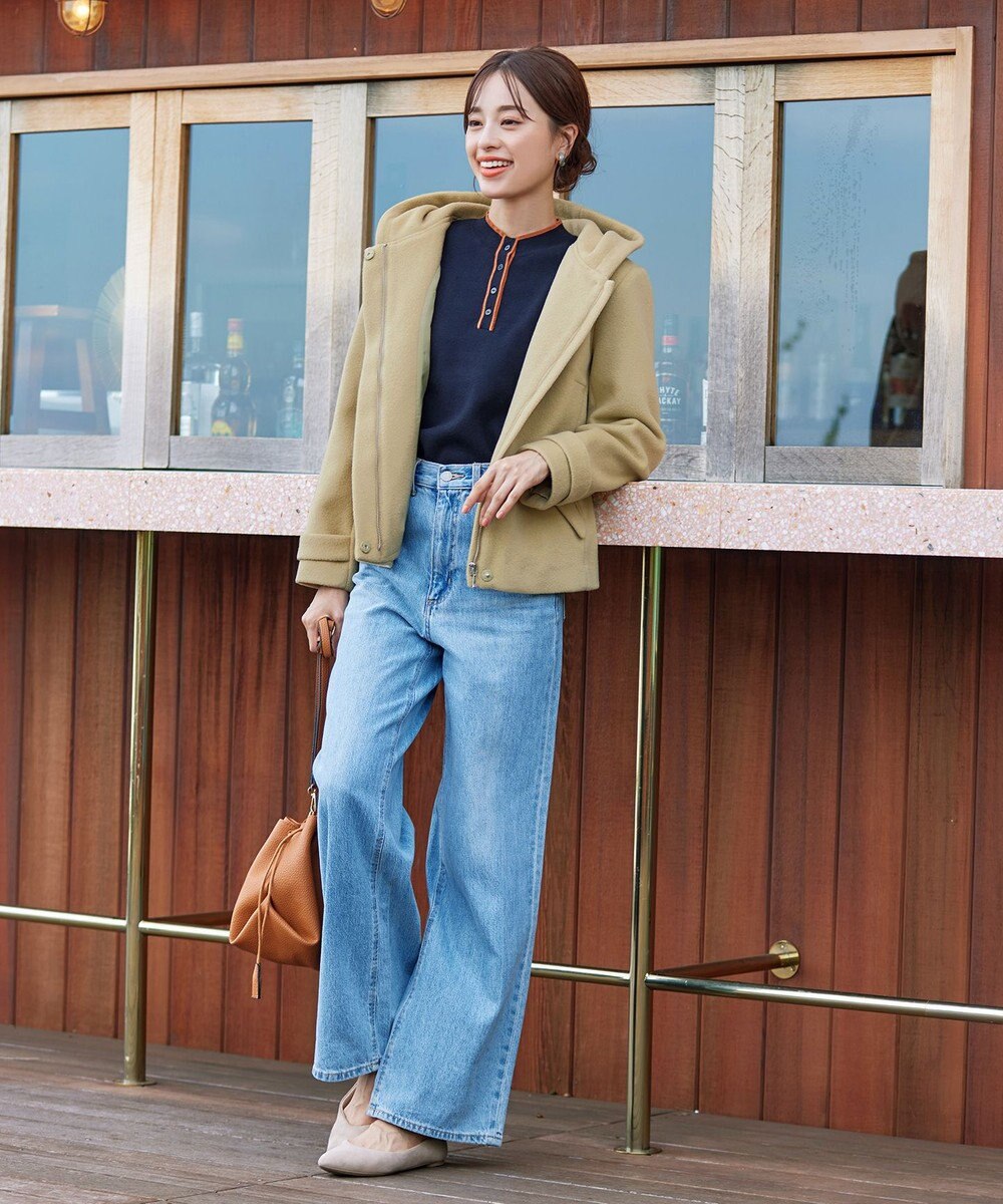 Tiaclasse ウールライクフーデットショートコート 