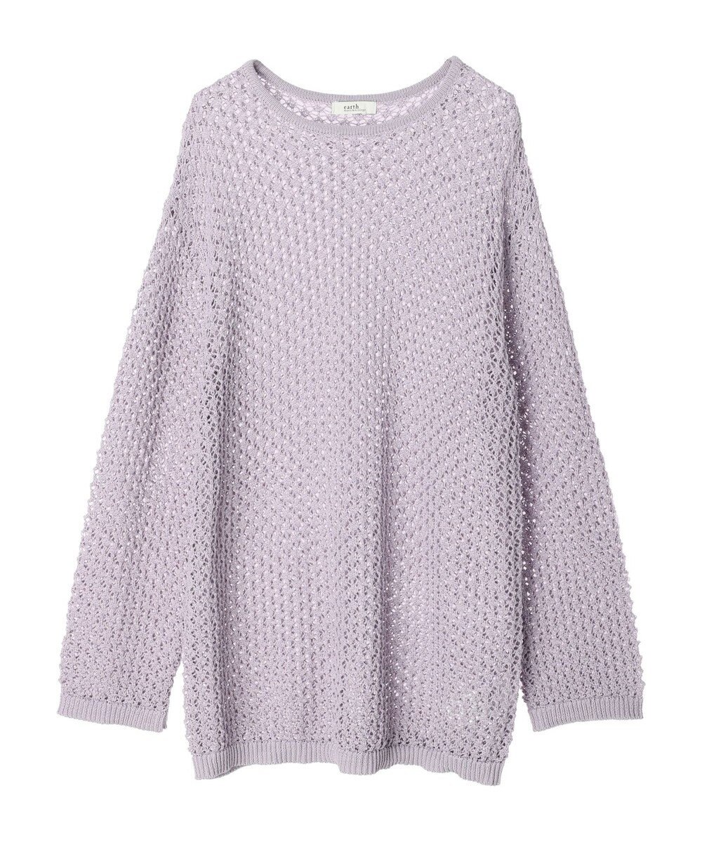 earth music&ecology メッシュ編みニットプルオーバー 