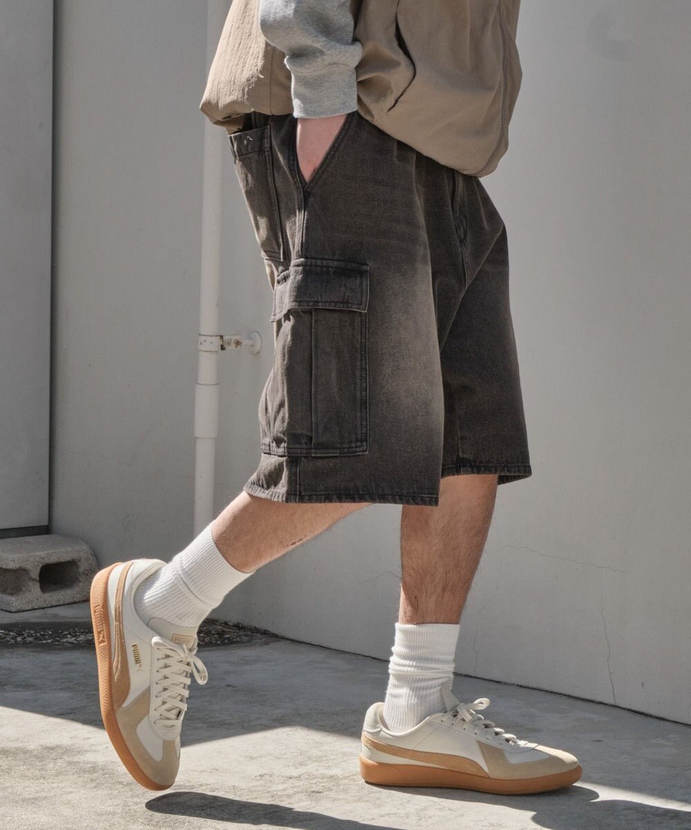 WEGO 【SMLサイズ展開】イージーバギーデニムカーゴショーツ 