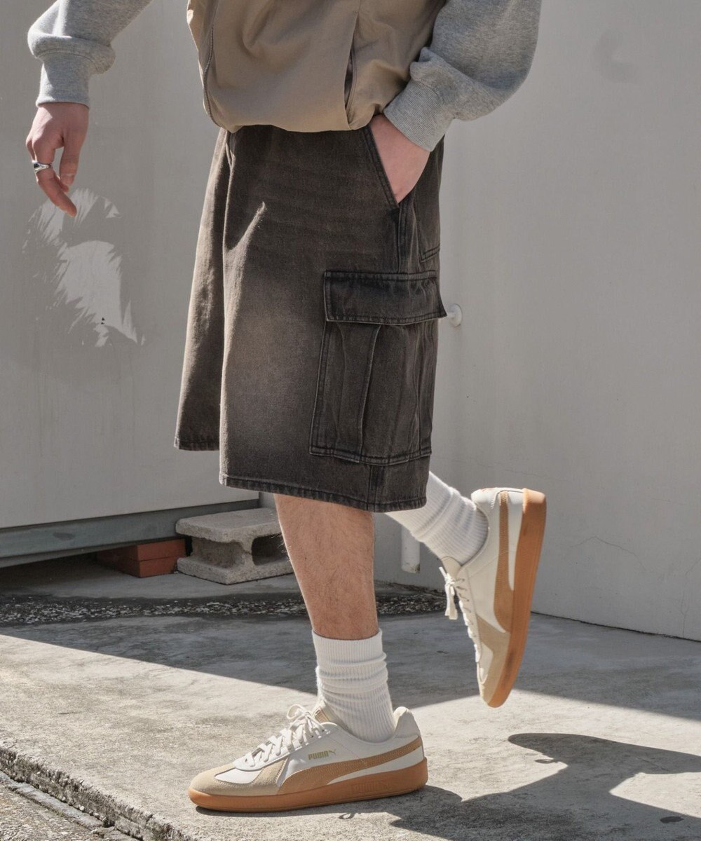 WEGO 【SMLサイズ展開】イージーバギーデニムカーゴショーツ 