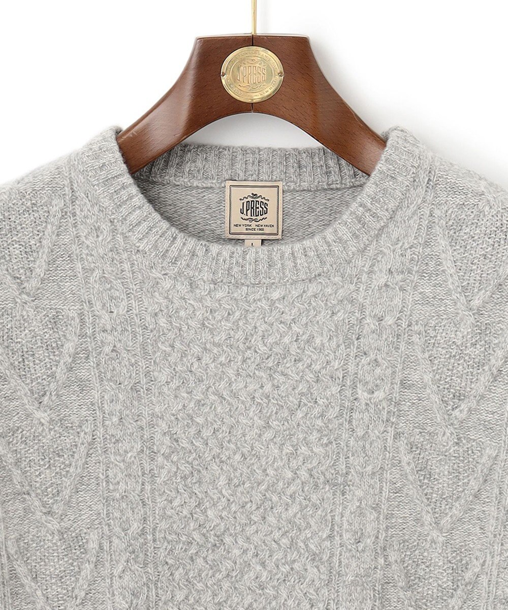J.PRESS MEN 【Cash Lamb's Wool】ケーブルクルーネック ニット 