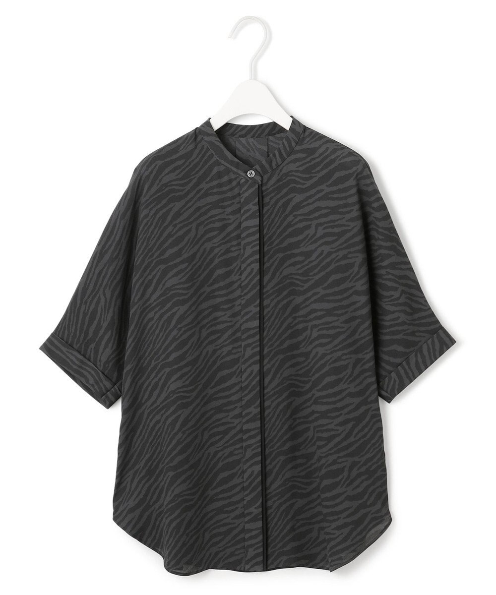 ICB L 【人気のため新色追加・接触冷感・UVケア・速乾・洗える】BackSatinAmunzen 5分袖バンドカラーブラウス 