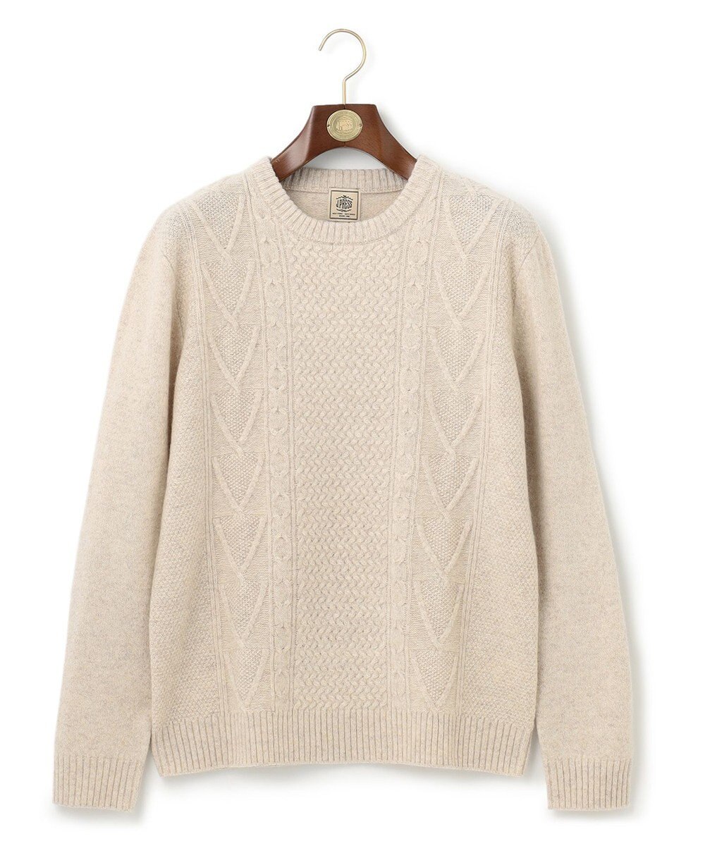 J.PRESS MEN 【Cash Lamb's Wool】ケーブルクルーネック ニット 