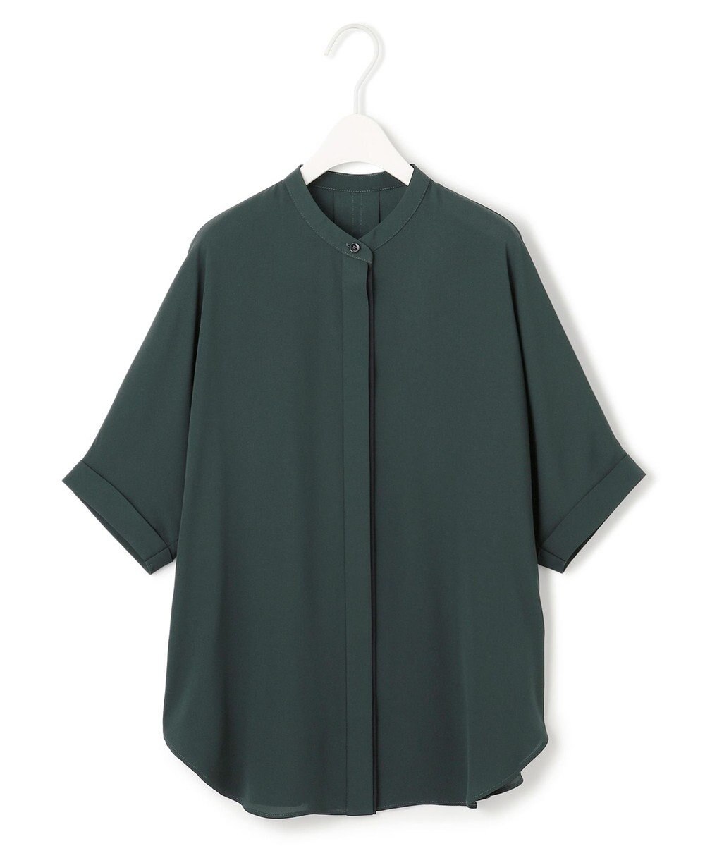 ICB L 【人気のため新色追加・接触冷感・UVケア・速乾・洗える】BackSatinAmunzen 5分袖バンドカラーブラウス 