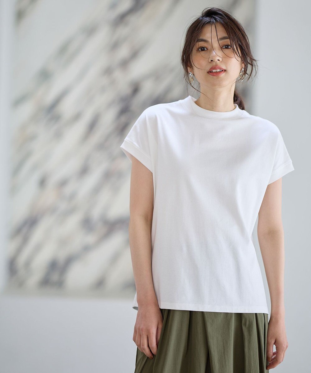 ANY 【UVケア/接触冷感】モックネックフレンチスリーブＴシャツ 