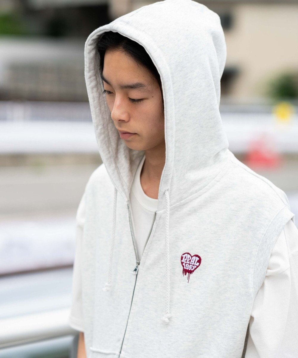 WEGO 【ユニセックス着用ITEM/MLサイズ展開】ワンポイントノースリジップパーカー 