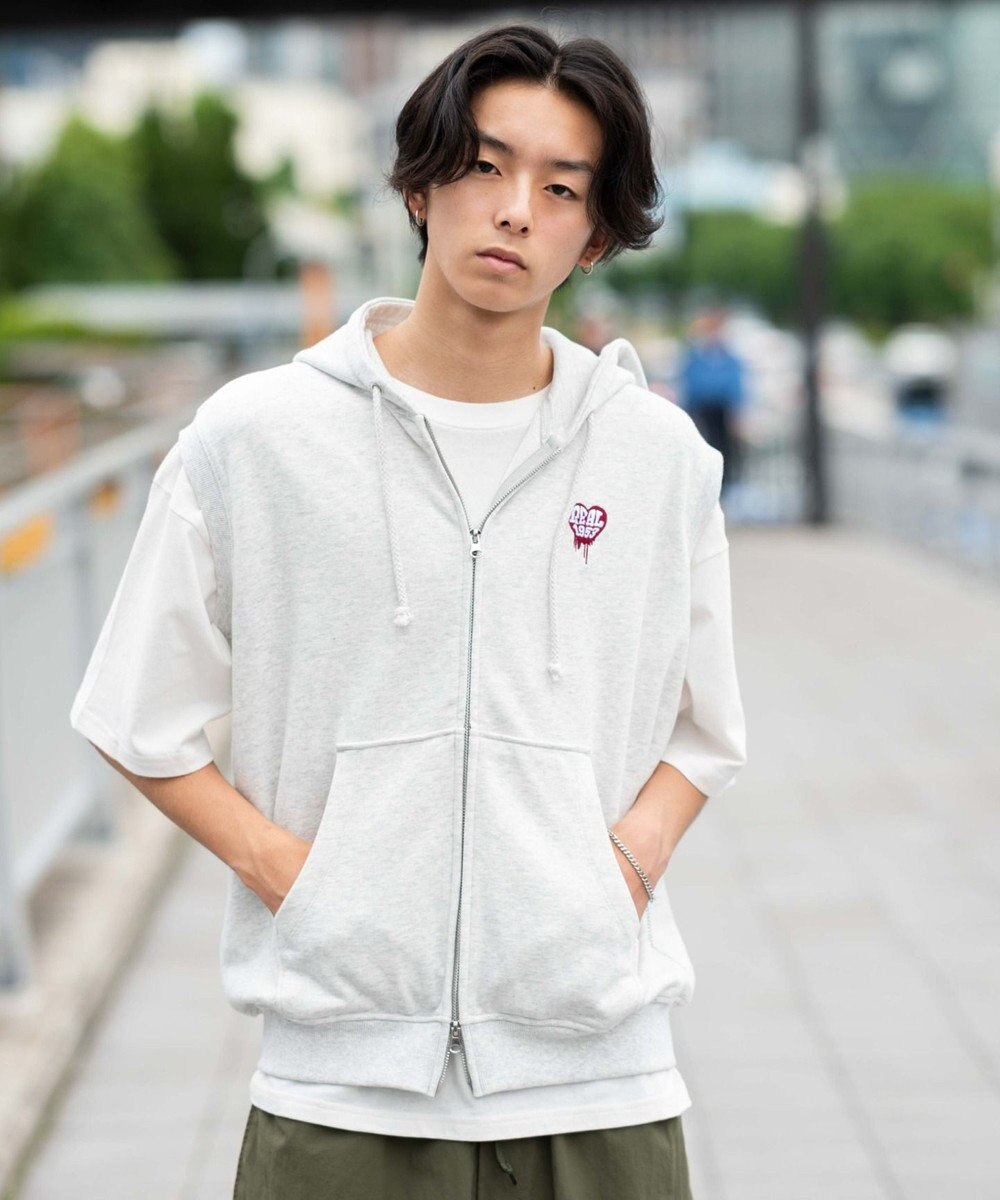 WEGO 【ユニセックス着用ITEM/MLサイズ展開】ワンポイントノースリジップパーカー 