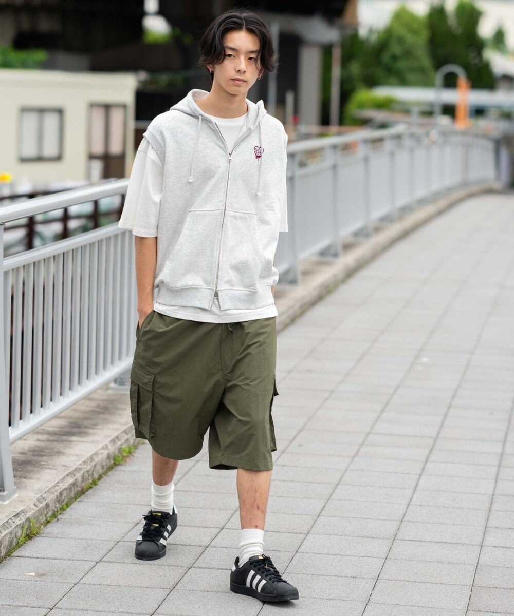 WEGO 【ユニセックス着用ITEM/MLサイズ展開】ワンポイントノースリジップパーカー 