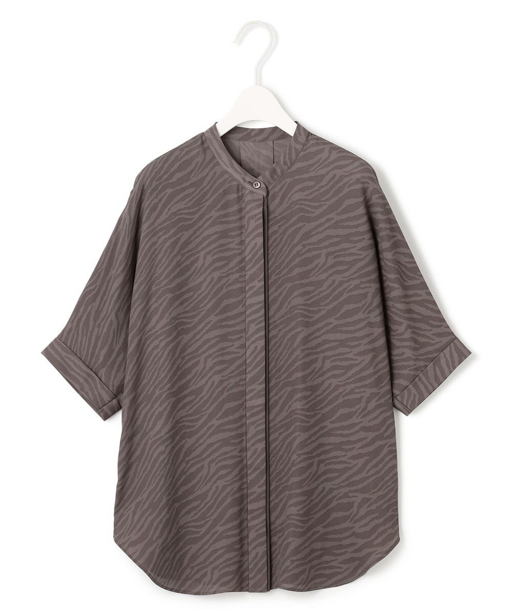 ICB L 【人気のため新色追加・接触冷感・UVケア・速乾・洗える】BackSatinAmunzen 5分袖バンドカラーブラウス 