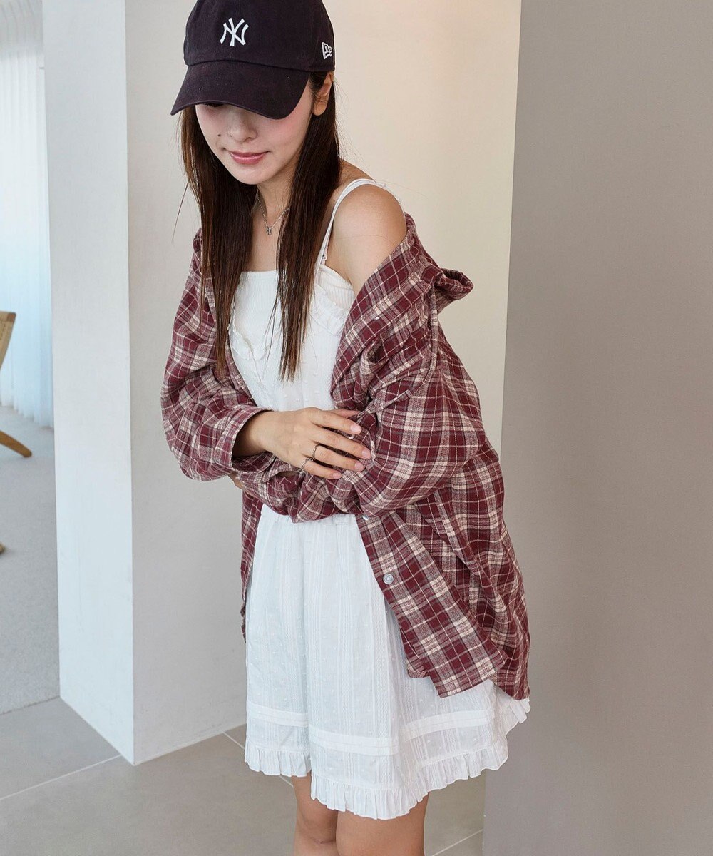 WEGO 【25年秋冬新作】チェックフードBIGネルシャツ 