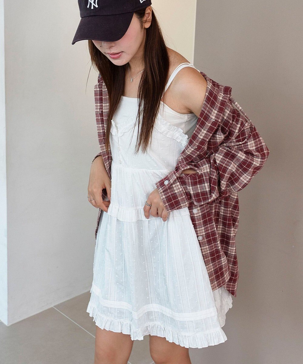 WEGO 【25年秋冬新作】チェックフードBIGネルシャツ 