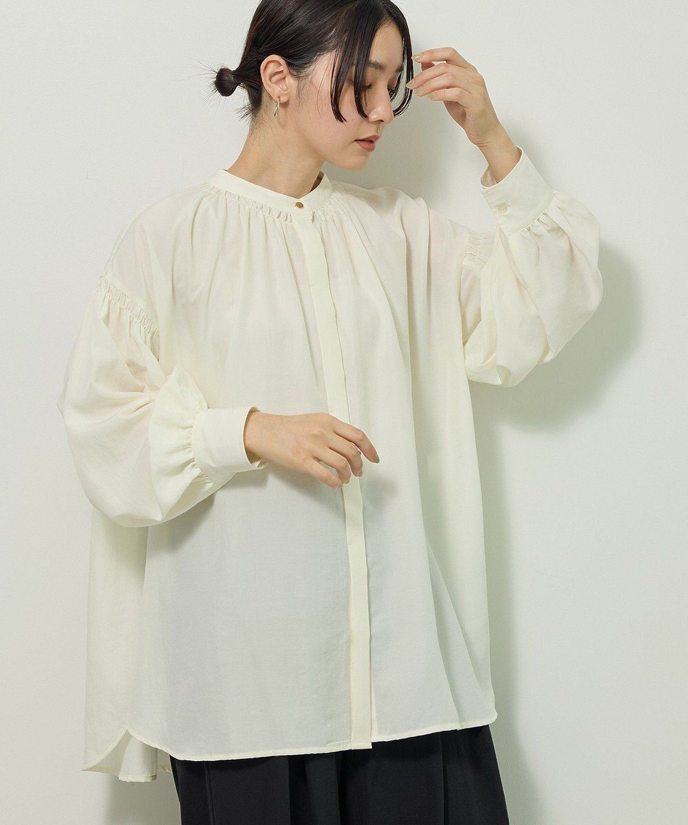 Green Parks ｅａｓｅ　ｂｌｕｅ．バックシャーリングブラウス 