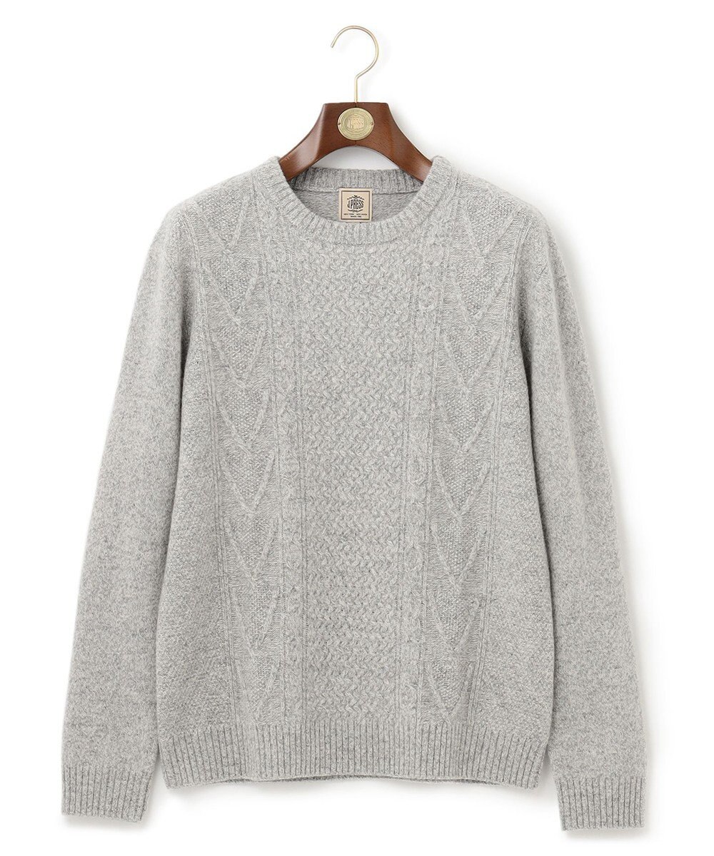 J.PRESS MEN 【Cash Lamb's Wool】ケーブルクルーネック ニット 