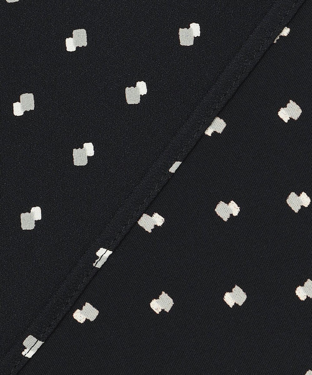 自由区 【セット可/洗える】ダブルスクエアプリント バンドカラーブラウス 