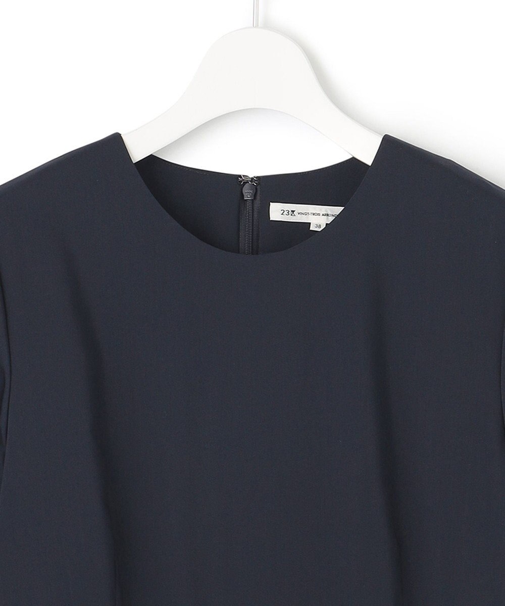 23区 L 【洗える】プレーンストレッチタフタ フレア ワンピース 