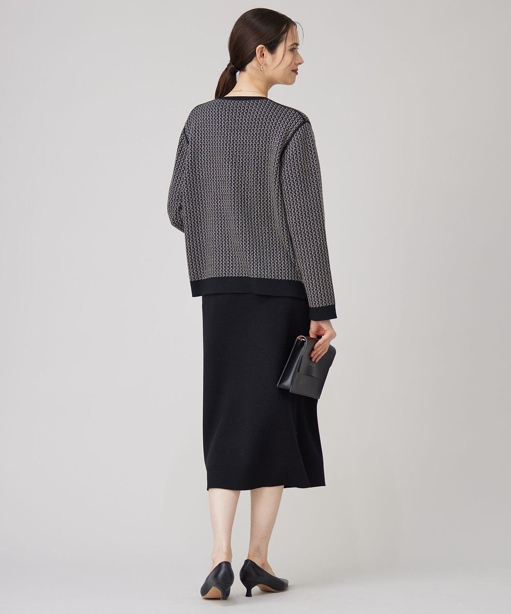 自由区 【洗える】リバーシブルニット セットアップ(カーディガン×タイトスカート) 