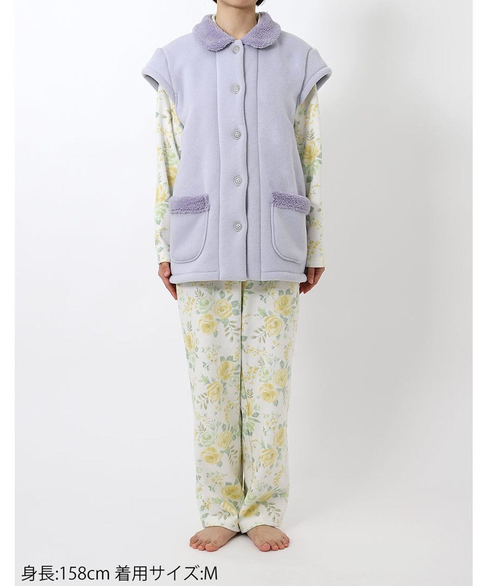 Wing ベスト 3分袖 ショート丈(腰付近) フリース素材 ボア使用(裏側) 保温性 あたたかい 前開きタイプ レディース EX2070 ウイング／ワコール 