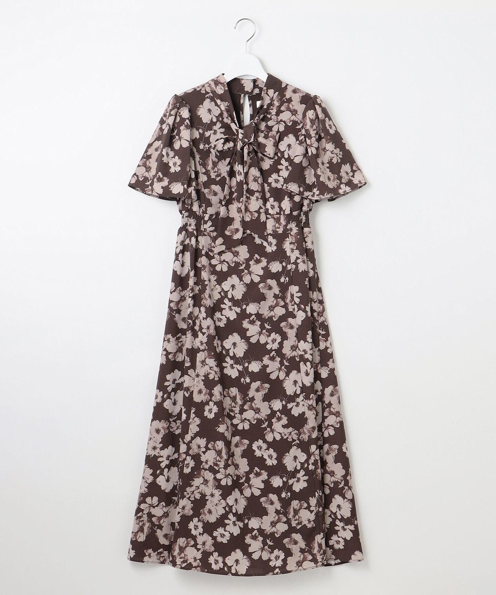 Feroux 【洗える】フラワープリント クラシカル ワンピース 