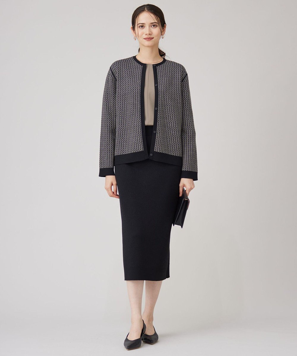 自由区 【洗える】リバーシブルニット セットアップ(カーディガン×タイトスカート) 